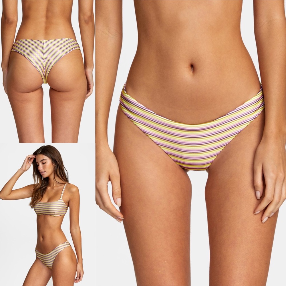 NWT RVCA STRIPE OUT BIKINI SET CHEEKY BOTTOMS